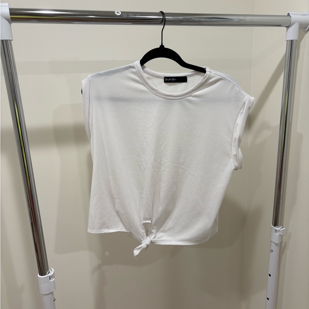 Elegant White Tie-Front Muscle Tee